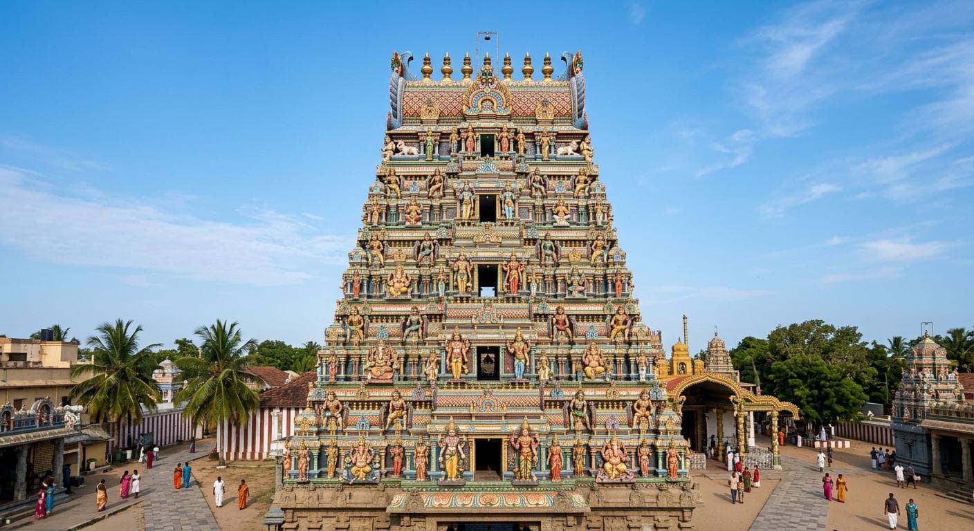 Nallur Kandaswamy Kovil temple in Jaffna Sri Lanka with golden towers