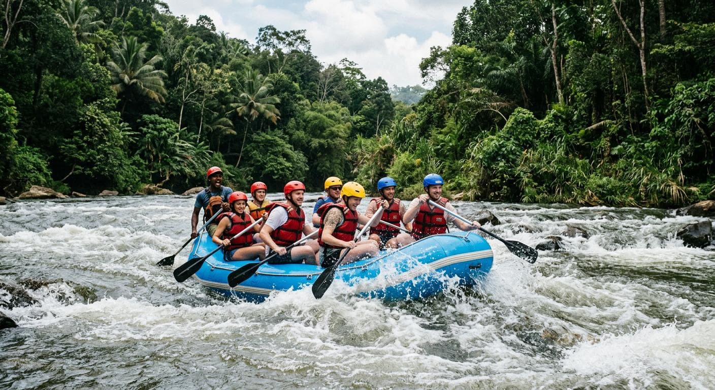 White-water rafting on the Kelani River in Kithulgala, Sri Lanka